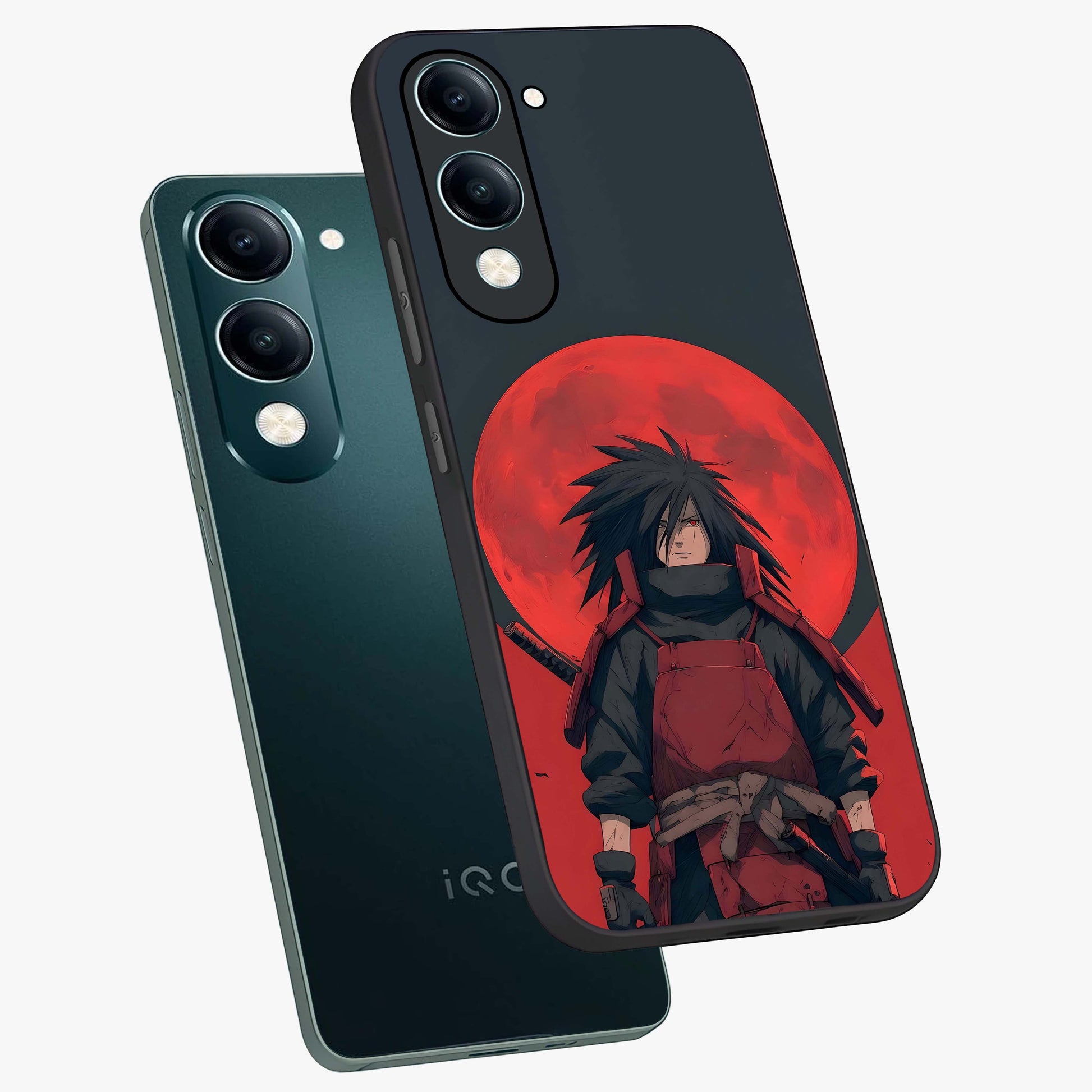Crimson Moon Warlord Glass Case displayed in angled mockup highlighting dramatic crimson moon design with fantasy aesthetic.