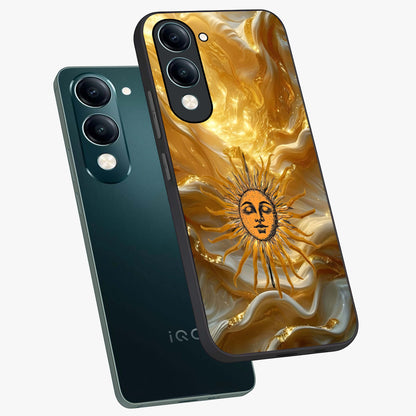 Eternal Golden Glow Glass Case displayed in angled mockup highlighting glowing golden aesthetic design with elegant style.