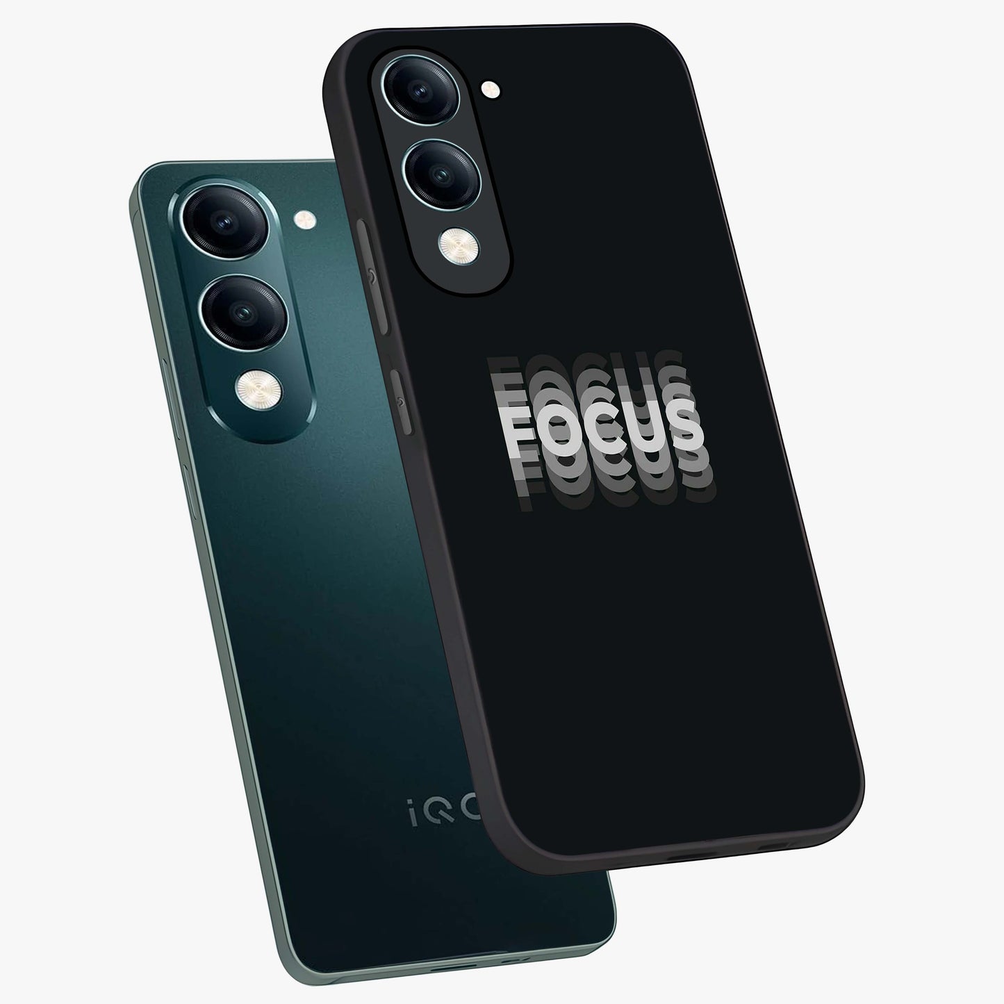 Focus Mode On Glass Case displayed in angled mockup highlighting clean minimal text artwork with modern aesthetic style.