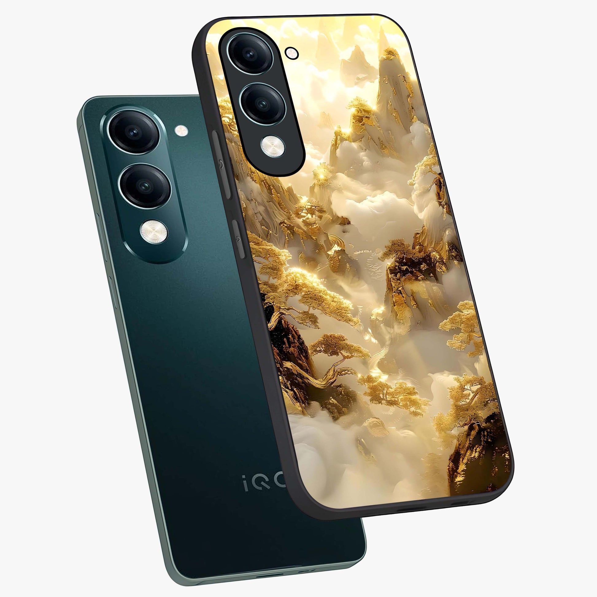 Gates Of Illumination Glass Case displayed in angled mockup highlighting radiant portal inspired design with fantasy aesthetic.