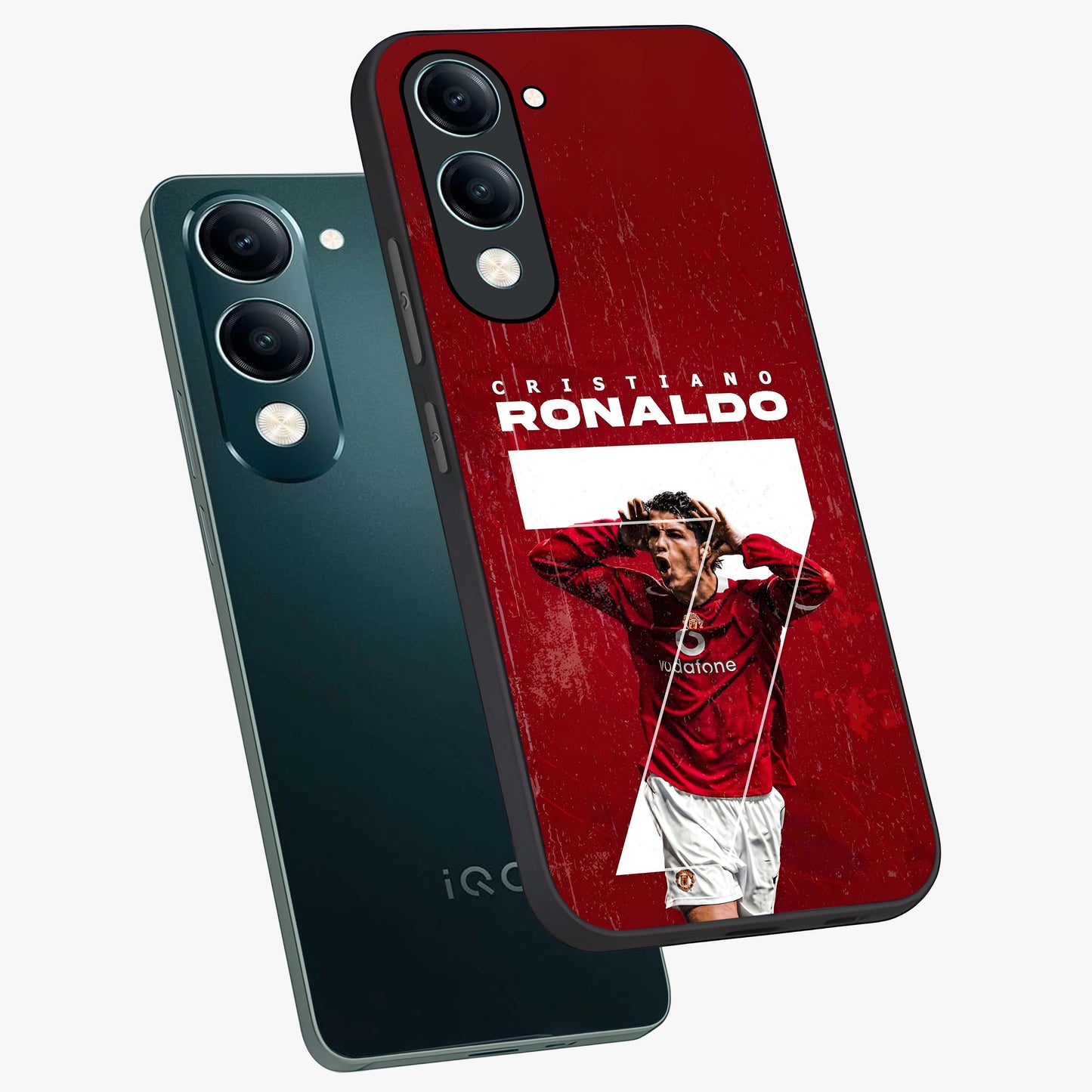 Goal Celebration Legacy Glass Case displayed in angled mockup highlighting energetic sports celebration design with bold athletic theme.