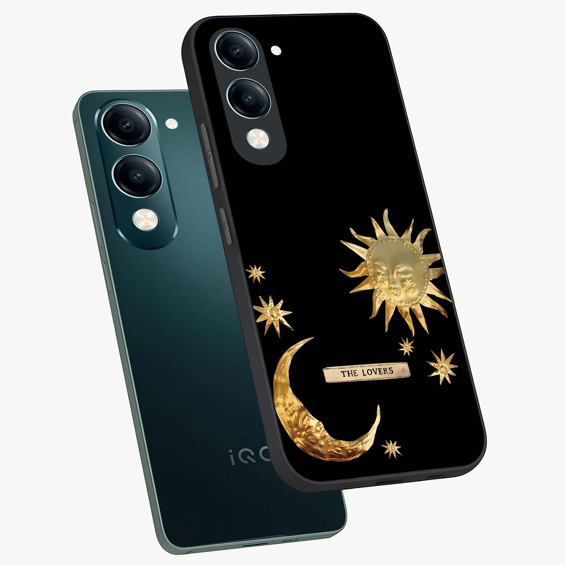 Gold Sun Blush Glass Case displayed in angled mockup highlighting radiant sun design with warm golden aesthetic.