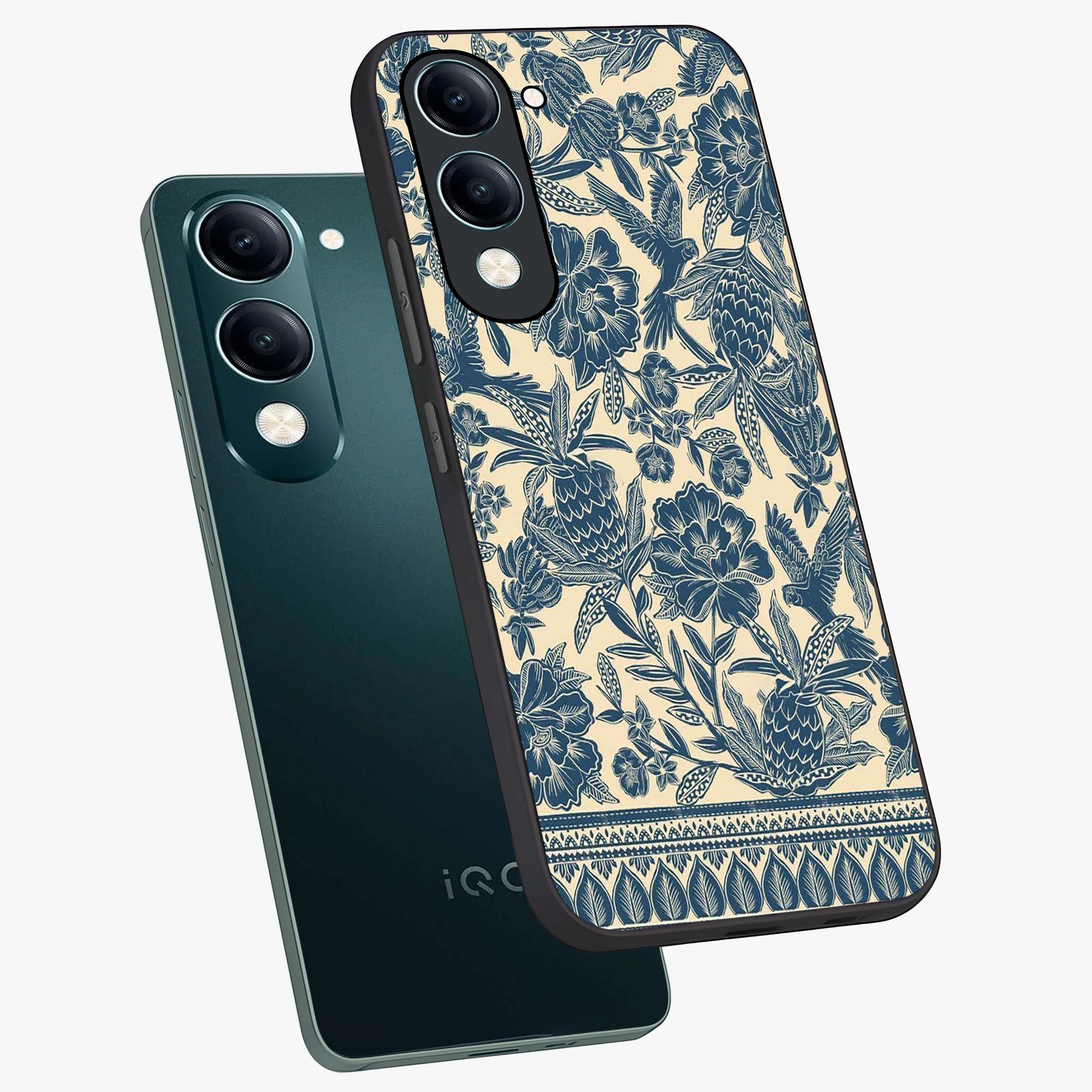 Heirloom Wild Bloom Glass Case displayed in angled mockup highlighting botanical bloom design with classic aesthetic style.