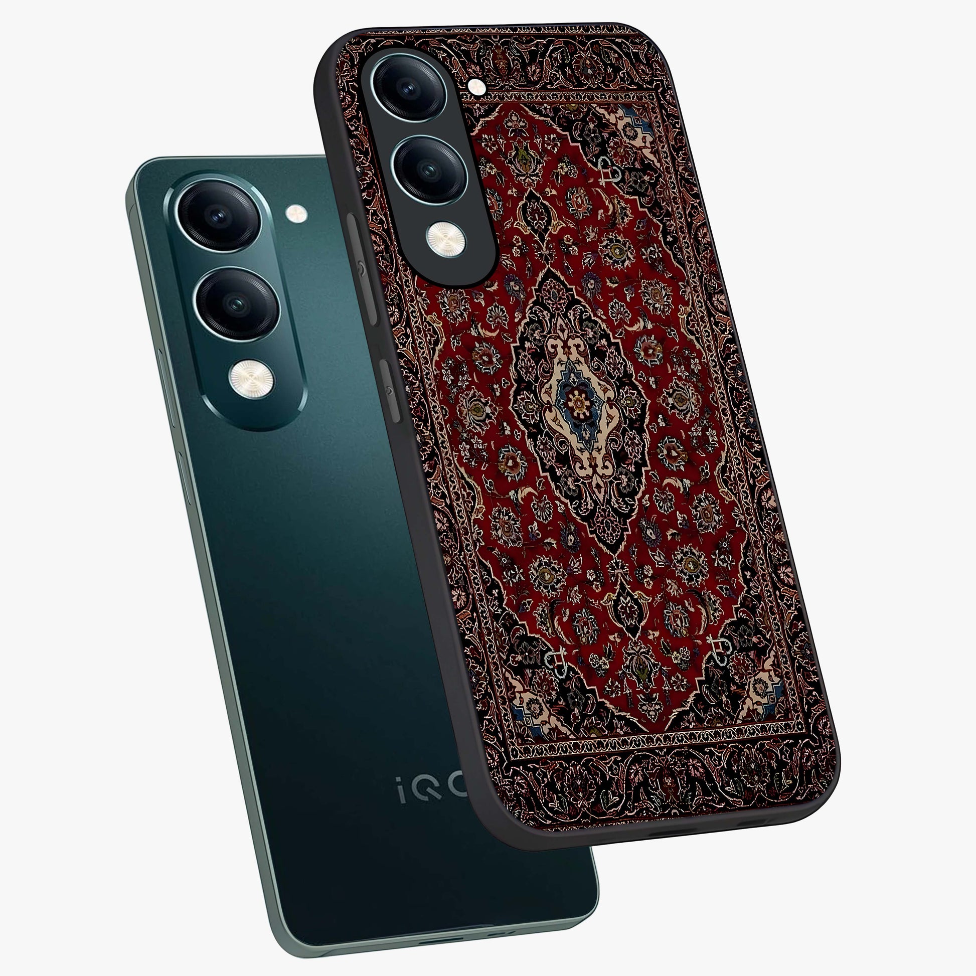 Heritage Carpet Royale Glass Case displayed in angled mockup highlighting intricate royal carpet design with heritage aesthetic.