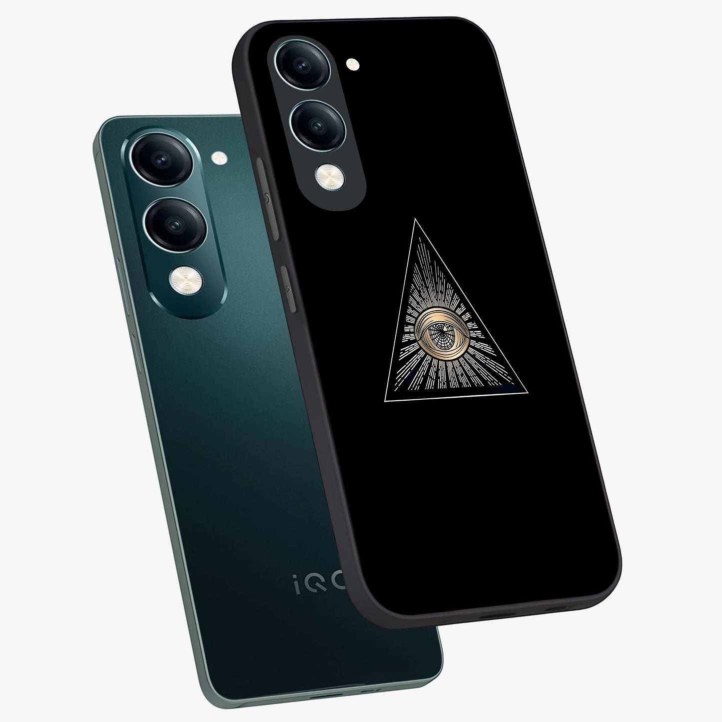 Illuminati Evil Glass Case displayed in angled mockup highlighting dark occult inspired design with bold aesthetic style.