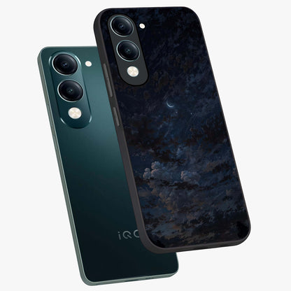 Lunar Veil Silence Glass Case displayed in angled mockup highlighting soft lunar design with peaceful celestial aesthetic.