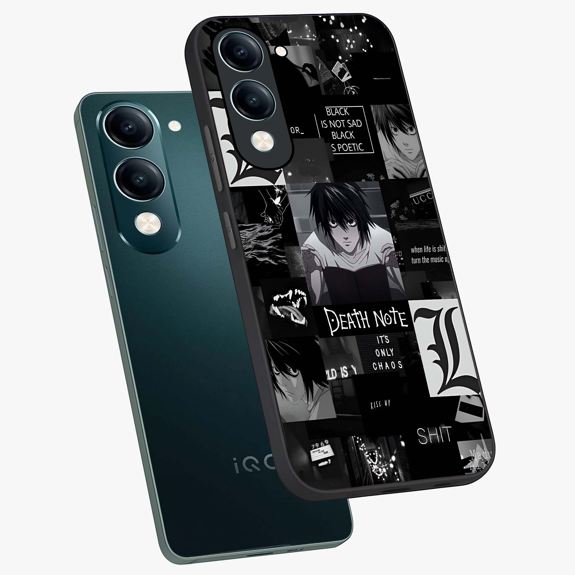 Midnight Chaos Mind Glass Case displayed in angled mockup highlighting chaotic artistic design with dramatic midnight aesthetic.