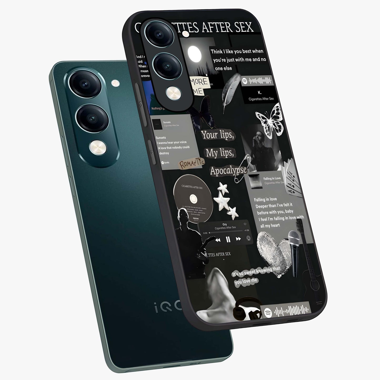 Midnight Love Echo Glass Case displayed in angled mockup highlighting elegant love inspired design with deep aesthetic style.