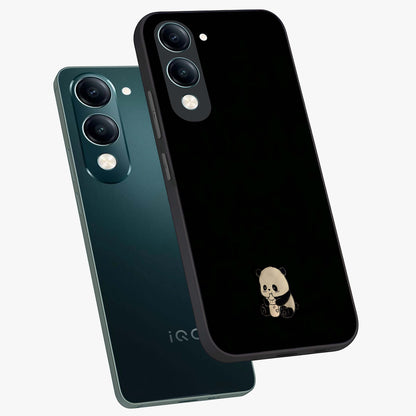 Midnight Panda Love Glass Case displayed in angled mockup highlighting adorable panda illustration with midnight aesthetic.