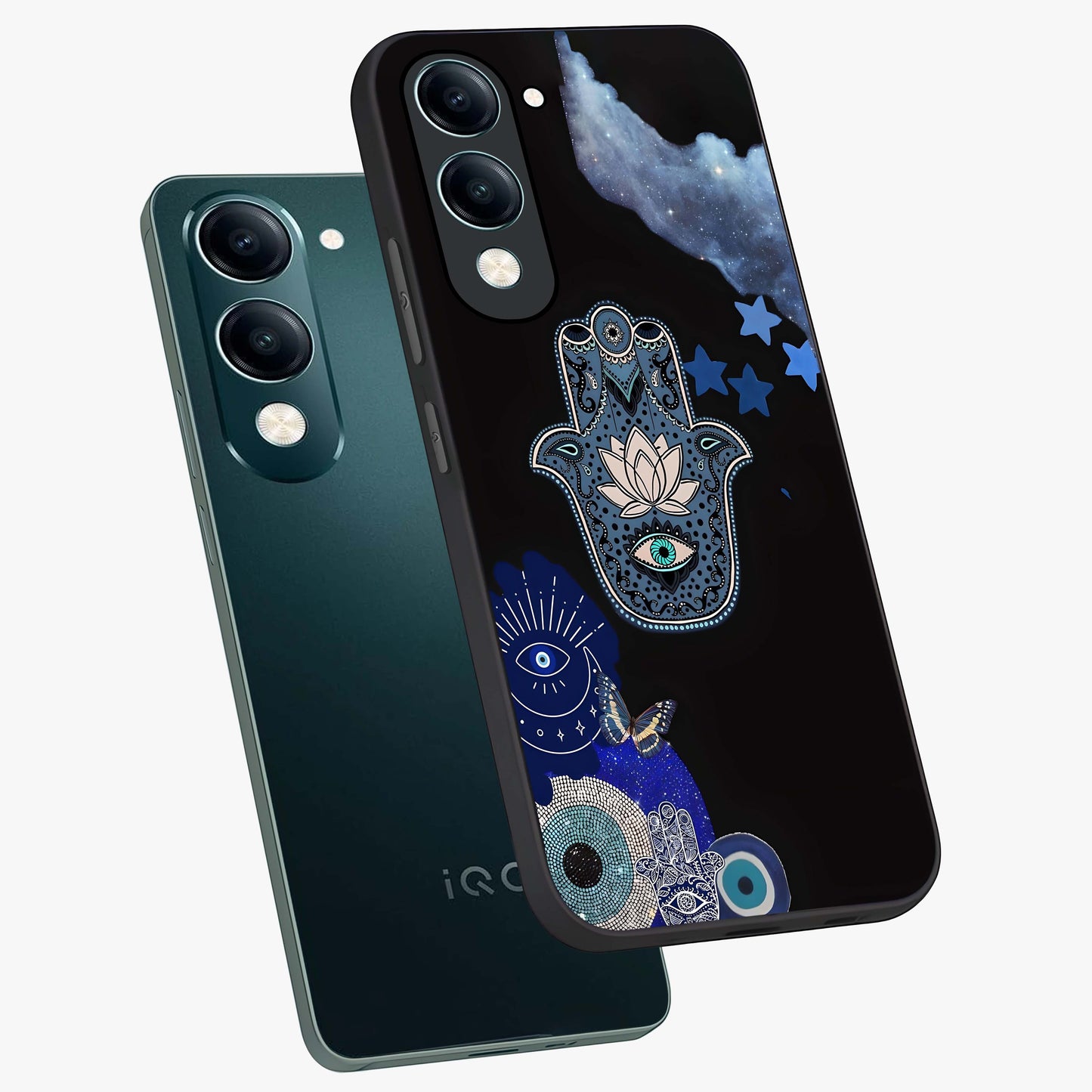 Mystic Hand Aura Glass Case displayed in angled mockup highlighting magical aura design with spiritual aesthetic style.