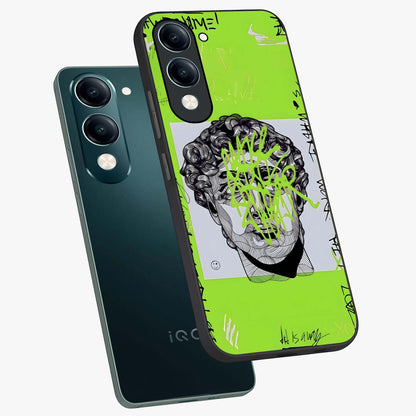 Neo Graffiti Rebellion Glass Case displayed in angled mockup highlighting urban street art design with rebellious aesthetic.