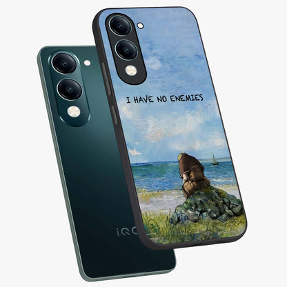 Peace Beyond War Glass Case displayed in angled mockup highlighting meaningful message design with artistic aesthetic style.
