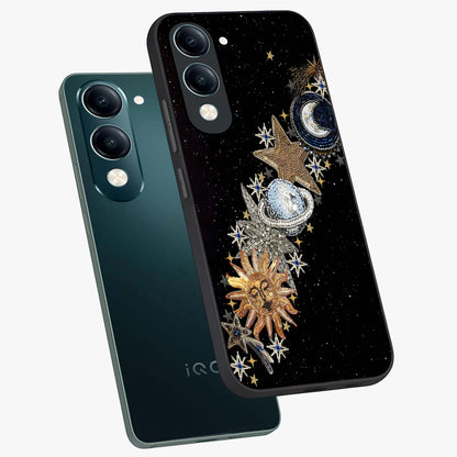 Pearls Universe Object Glass Case displayed in angled mockup highlighting celestial pearl design with dreamy aesthetic.