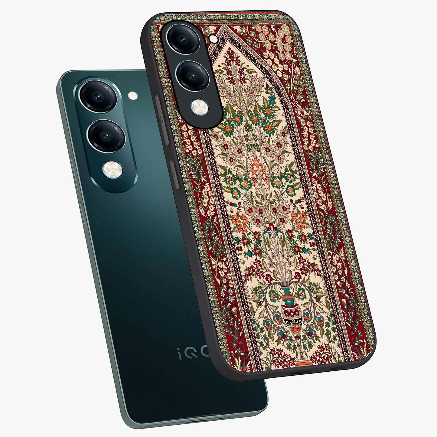 Persian Inspired Glass Case displayed in angled mockup highlighting intricate traditional design with elegant cultural aesthetic.