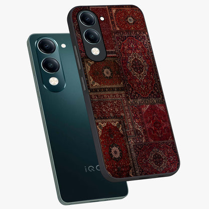 Persian Velvet Tale Glass Case displayed in angled mockup highlighting ornate textile inspired design with royal aesthetic.