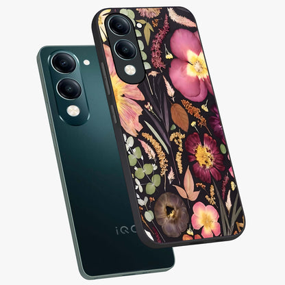 Petal Dream Tapestry Glass Case displayed in angled mockup highlighting decorative petal pattern with elegant botanical aesthetic.