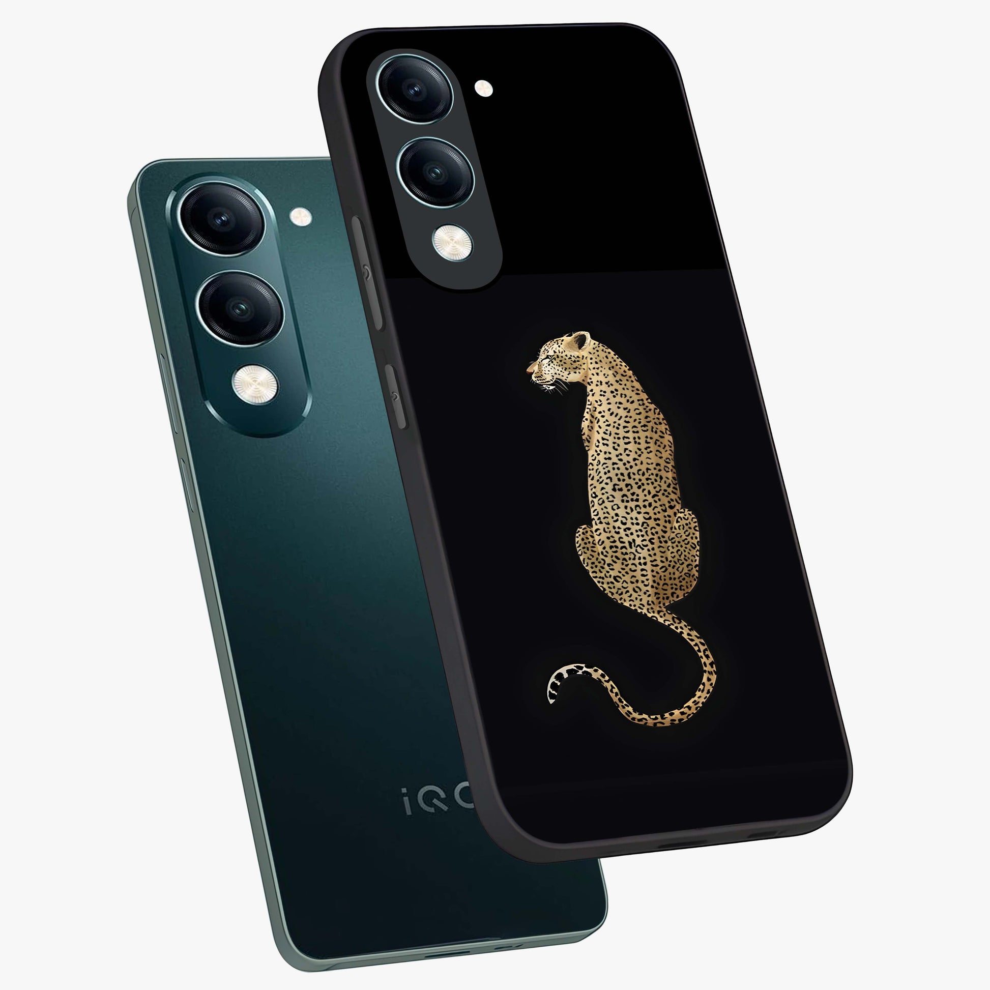 Regal Leopard Glass Case displayed in angled mockup highlighting powerful animal illustration with stylish wild aesthetic.