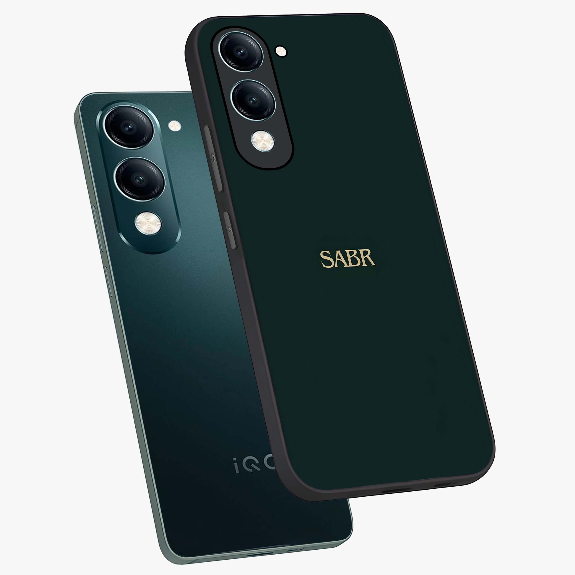 Sabr Minimal Patience Glass Case displayed in angled mockup highlighting simple inspirational design with clean aesthetic style.