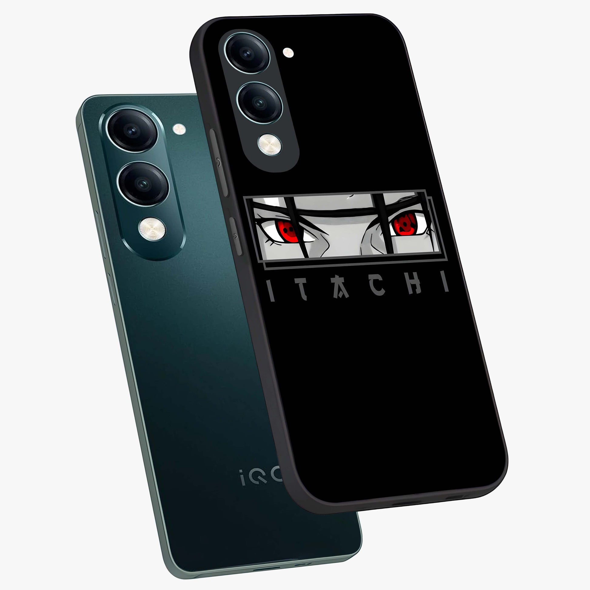 Scarlet Gaze Dominance Glass Case displayed in angled mockup highlighting intense visual design with bold scarlet aesthetic.