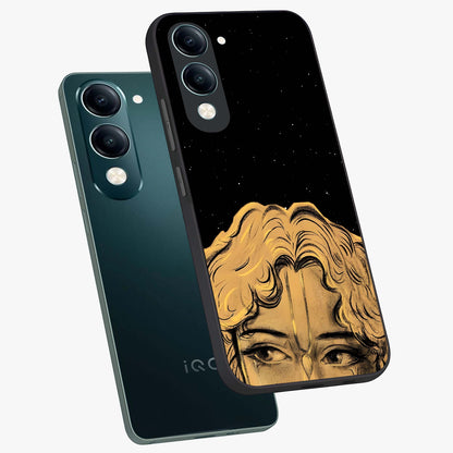 Shri Krishna Art Glass Case displayed in angled mockup highlighting spiritual Krishna illustration with divine aesthetic.