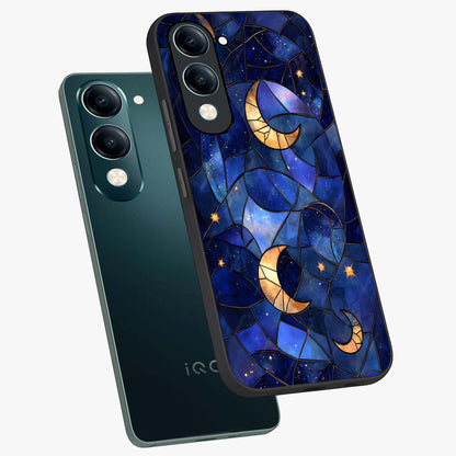 Starlit Sky Tapestry Glass Case displayed in angled mockup highlighting celestial night pattern with artistic aesthetic style.