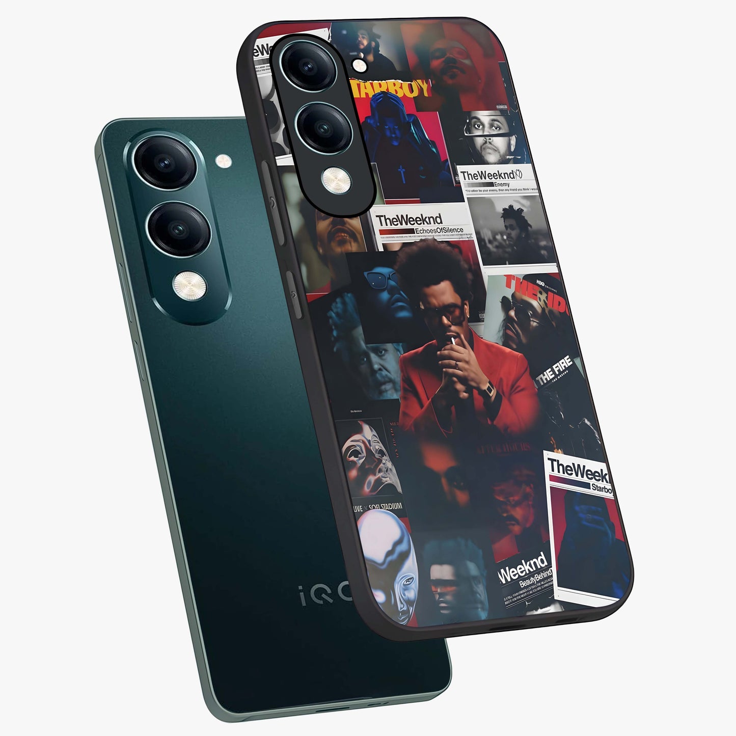 The Weeknd Glass Case displayed in angled mockup highlighting stylish pop culture inspired design with modern aesthetic.