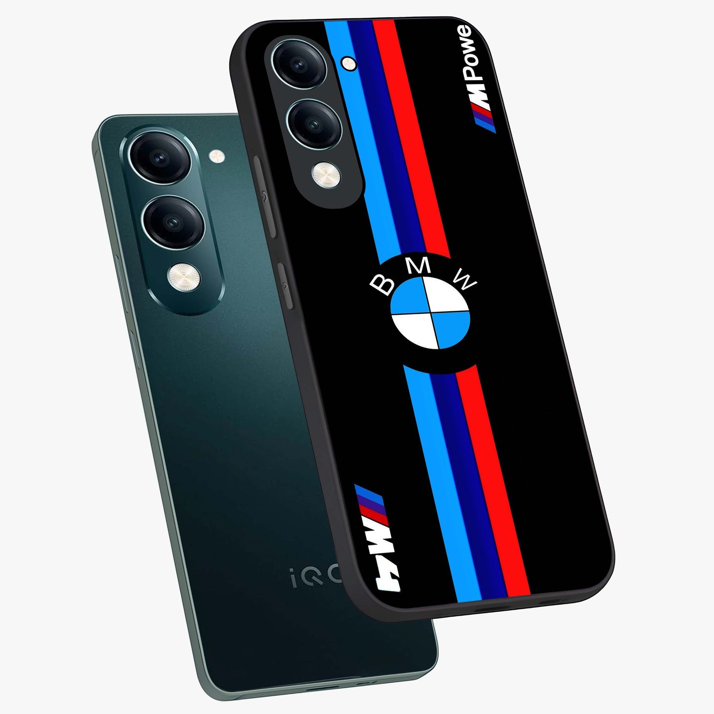 Turbo BMW Beast Glass Case displayed in angled mockup highlighting sleek racing car design with bold automotive aesthetic.