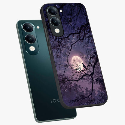 Whispering Moon Silence Glass Case displayed in angled mockup highlighting calm lunar design with dreamy night aesthetic.