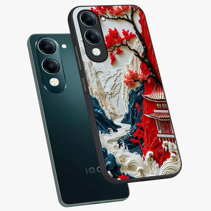 Whispers Of Sakura Waves Glass Case displayed in angled mockup highlighting flowing sakura design with soft floral aesthetic.