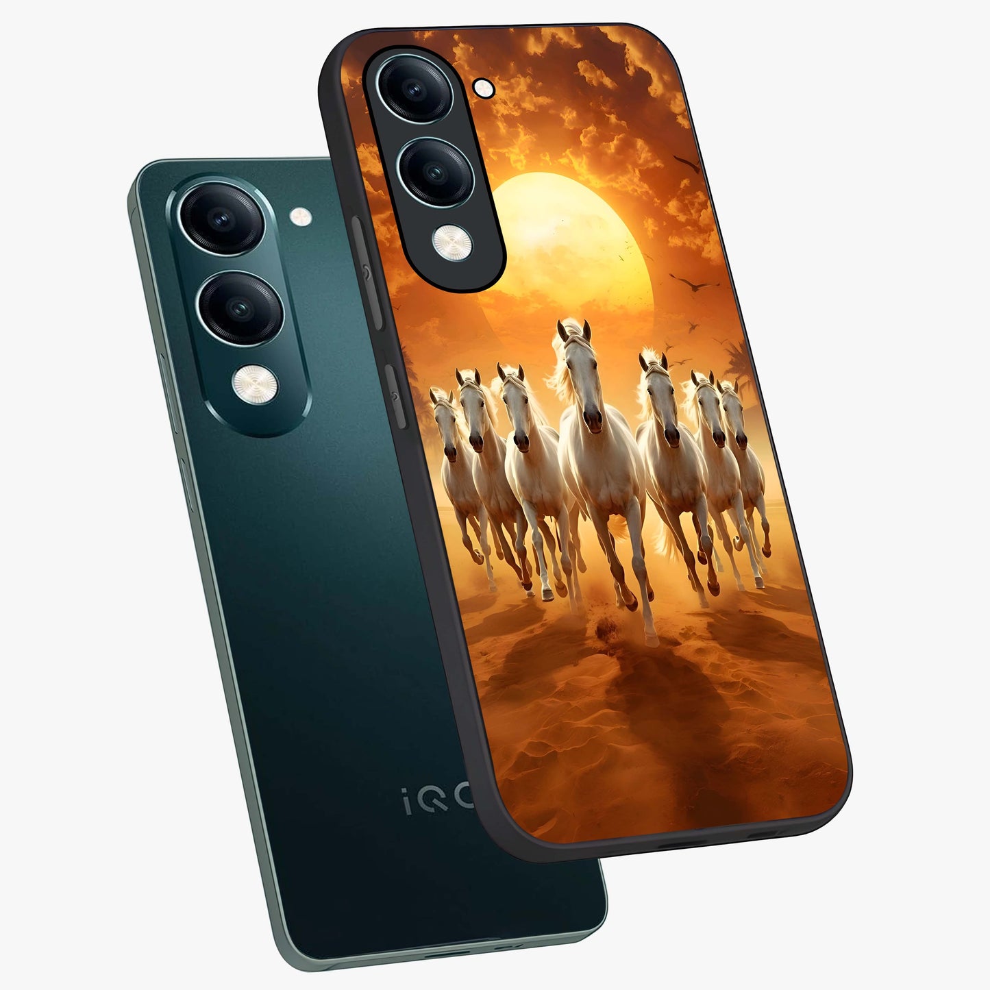 Wild Sunset Majesty Glass Case displayed in angled mockup highlighting vibrant sunset sky design with scenic aesthetic.