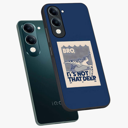 Worry Less Swim Glass Case displayed in angled mockup highlighting fun typography design with relaxed aesthetic style.