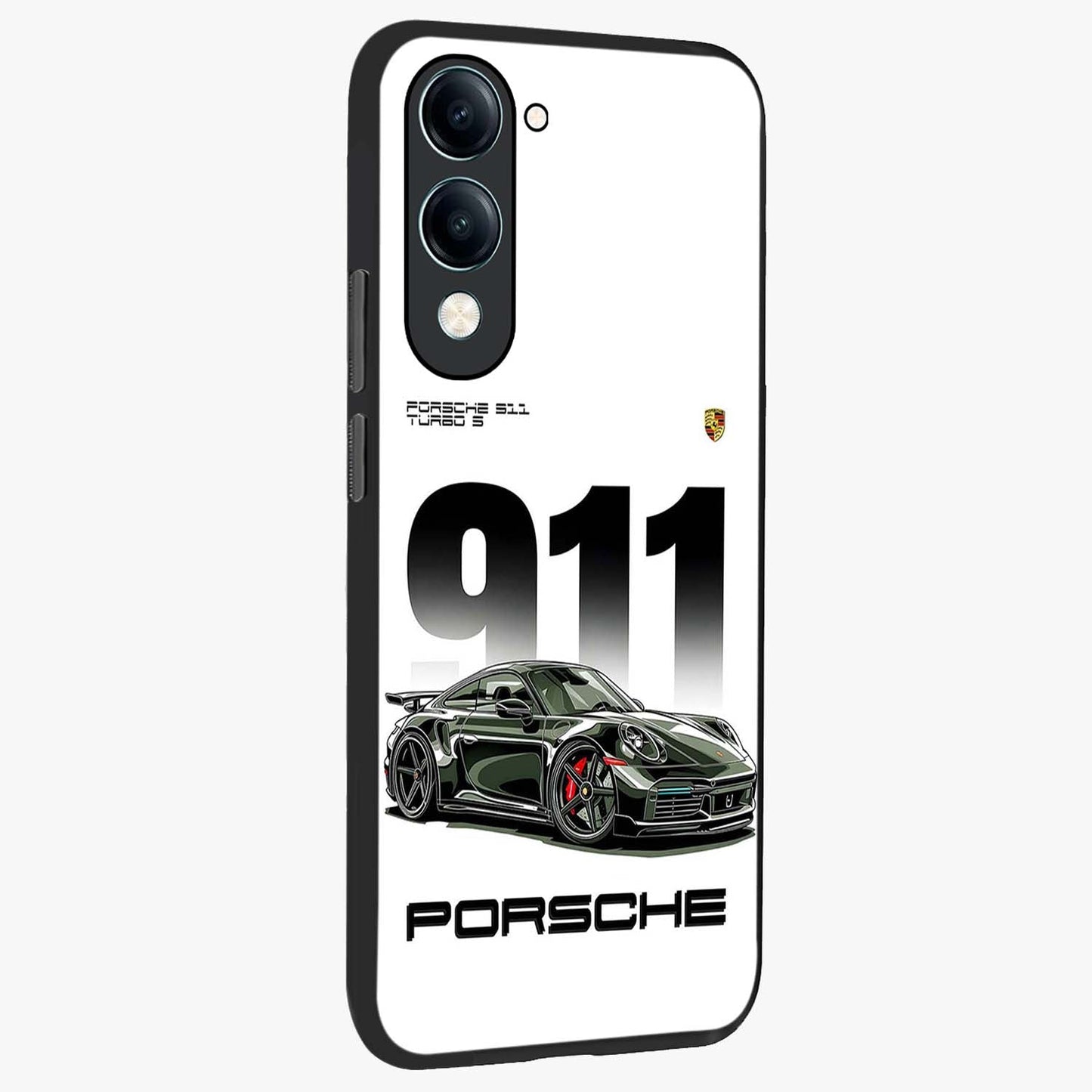 911 Turbo Dominance Glass Case upright perspective showcasing powerful racing design and modern automotive aesthetic.