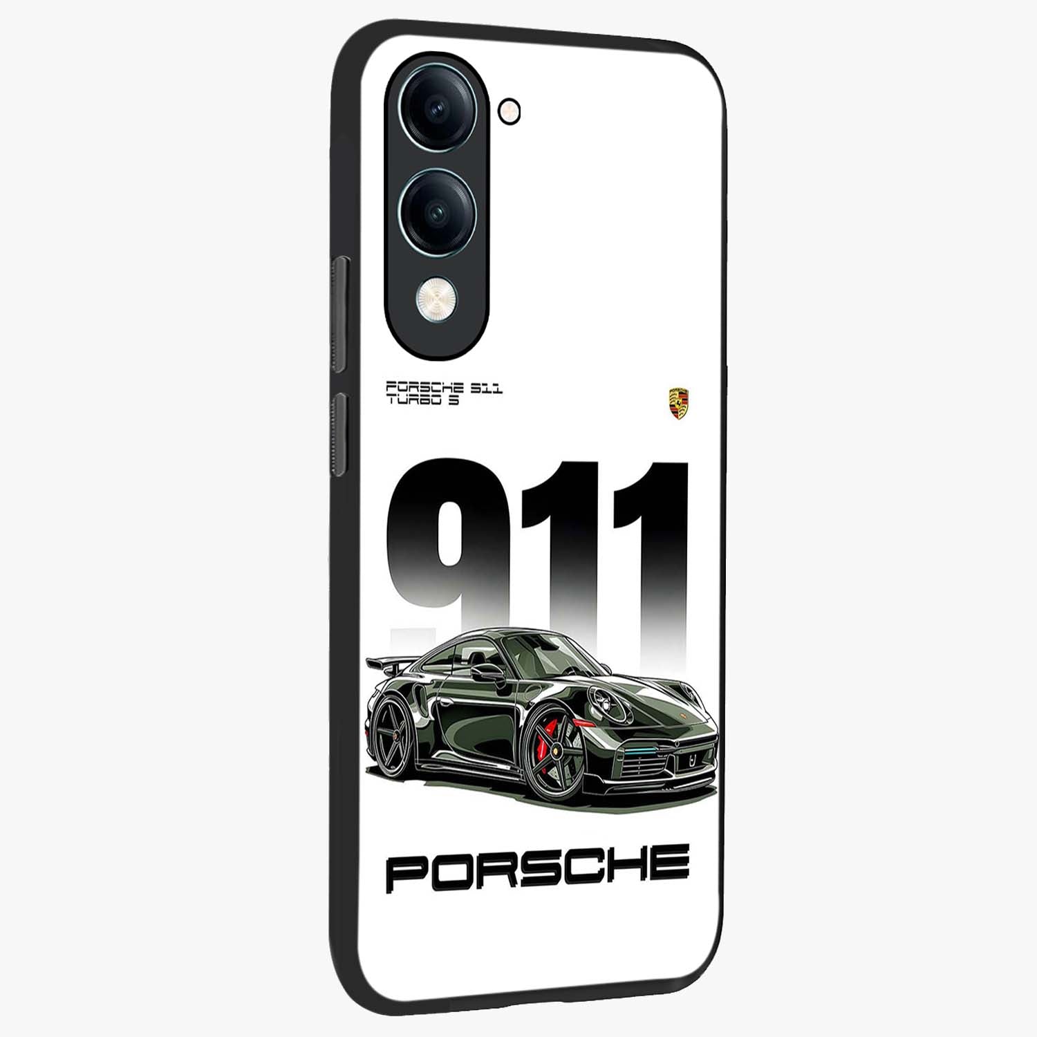 911 Turbo Dominance Glass Case upright perspective showcasing powerful racing design and modern automotive aesthetic.