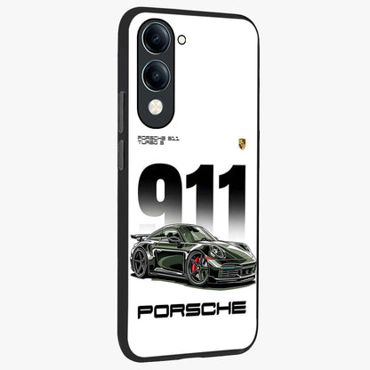 911 Turbo Dominance Glass Case upright perspective showcasing powerful racing design and modern automotive aesthetic.