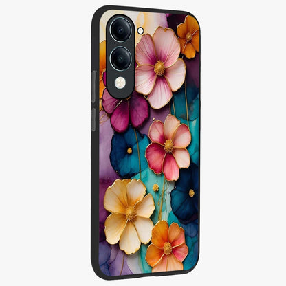 Artlyn Grace Flower Pattern Glass Case upright view showcasing graceful floral artwork with aesthetic botanical style.