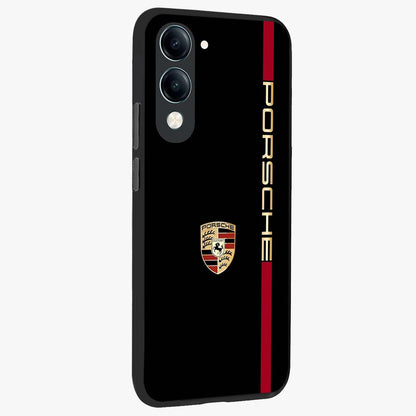 Black Minimal Porsche Glass Case upright view showcasing stylish automotive artwork with bold minimal theme.