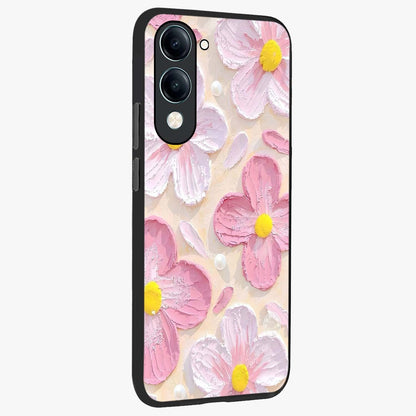 Blush Bloom Texture Glass Case upright view showcasing delicate blush floral texture with modern minimal style.