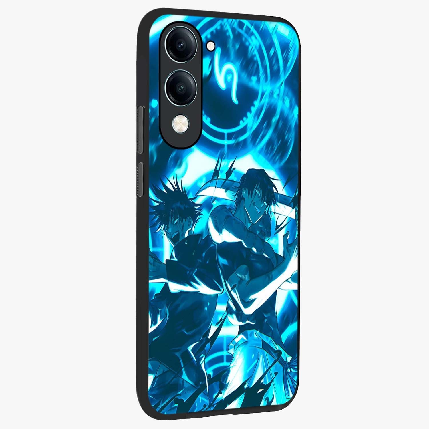 Cursed Energy Clash Glass Case upright view showcasing dramatic clash artwork with bold supernatural theme.