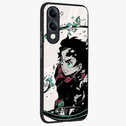 Demon Slayer Glass Case upright view showcasing powerful anime artwork with intense warrior theme.