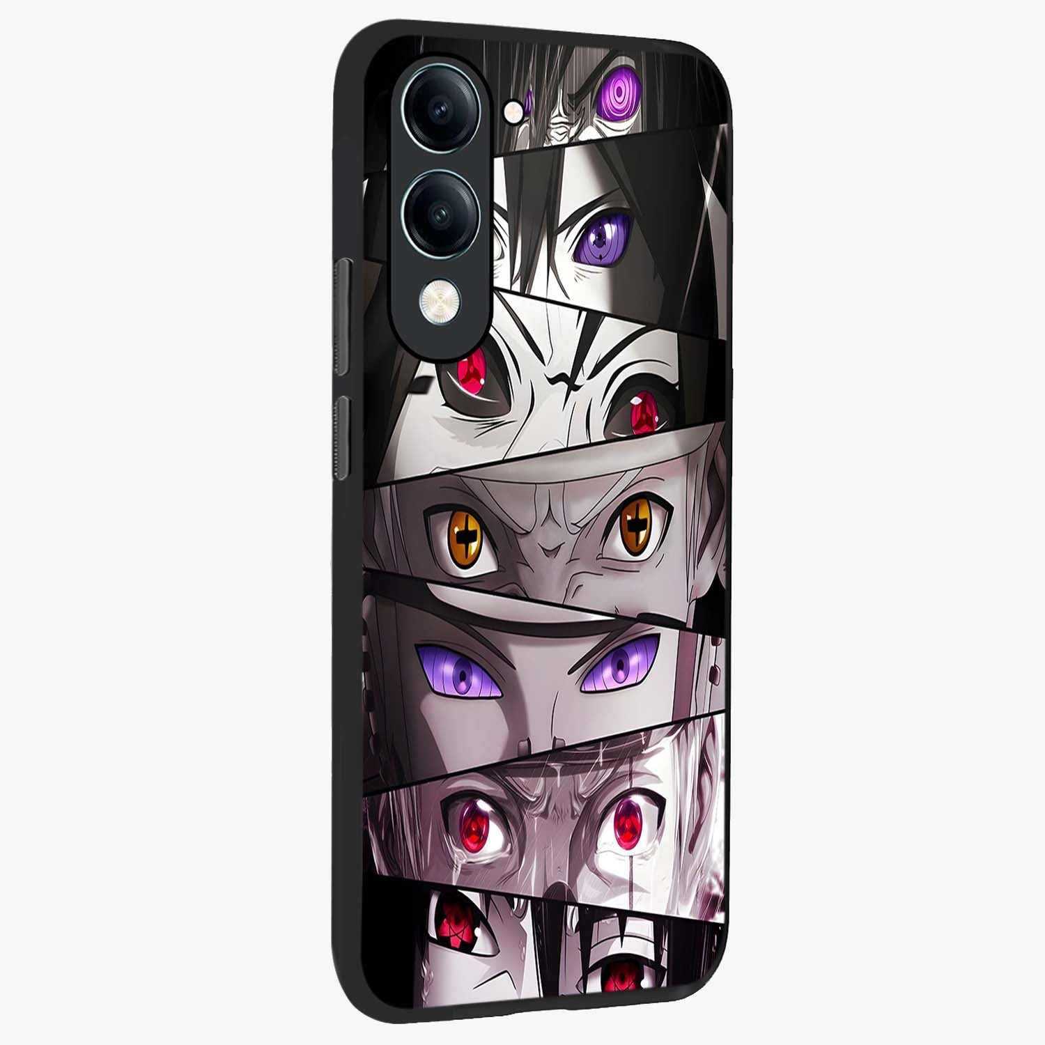 Eyes of Destiny Glass Case upright view showcasing symbolic eye artwork with dramatic artistic theme.