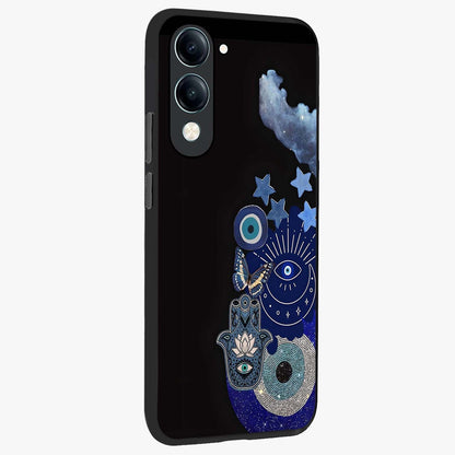 Galactic Charm Cluster Glass Case upright view showcasing glowing cosmic charm artwork with magical celestial style.