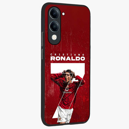 Goal Celebration Legacy Glass Case upright view showcasing dynamic football inspired artwork with victory celebration aesthetic.