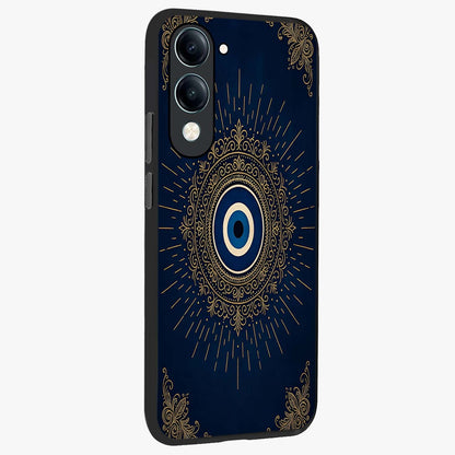 Golden Celestial Charm Glass Case upright view showcasing radiant celestial artwork with elegant golden theme.