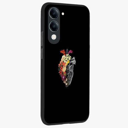 Heart With Flowers Glass Case upright view showcasing decorative heart and floral artwork with sweet romantic theme.