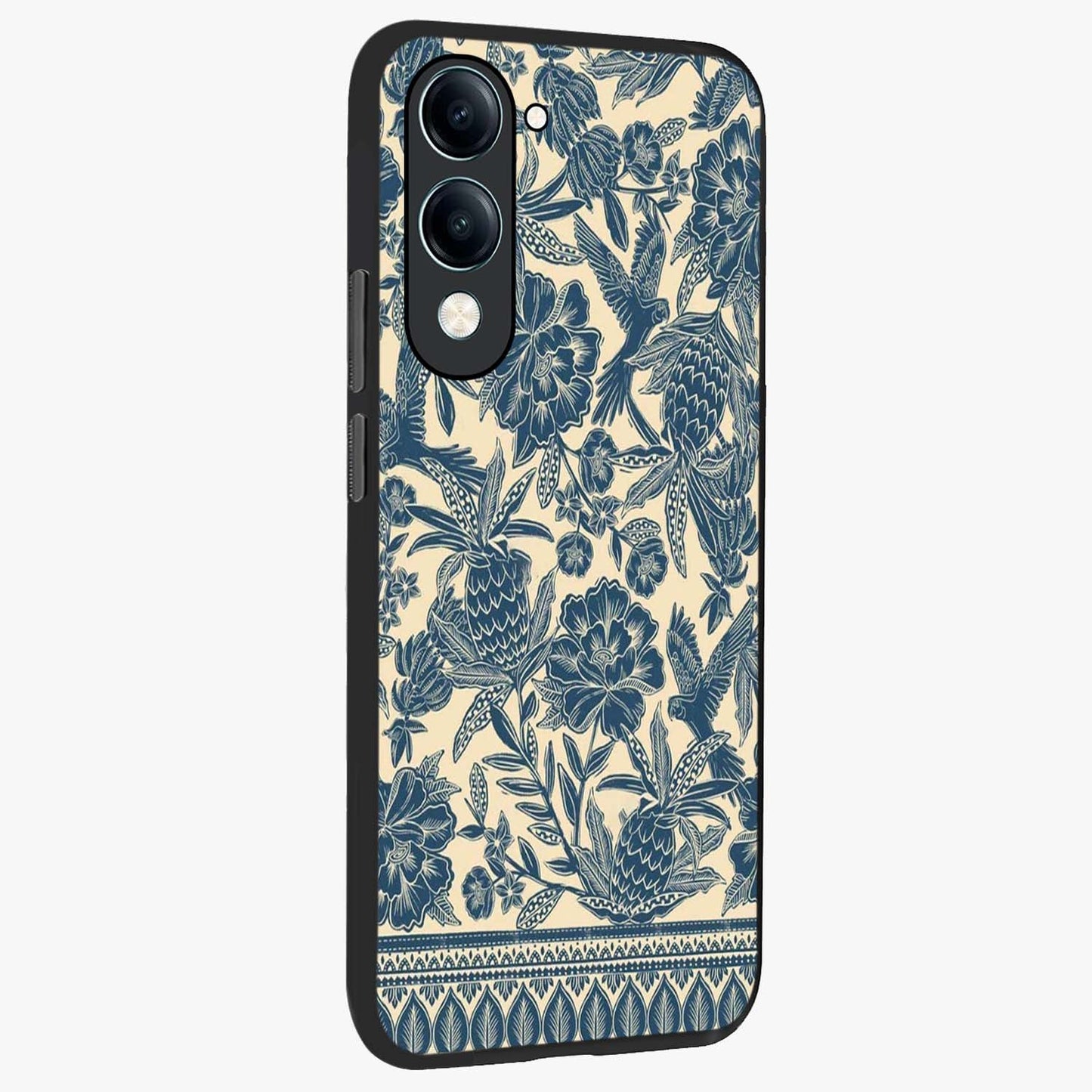 Heirloom Wild Bloom Glass Case upright view showcasing delicate wildflower artwork with timeless floral theme.