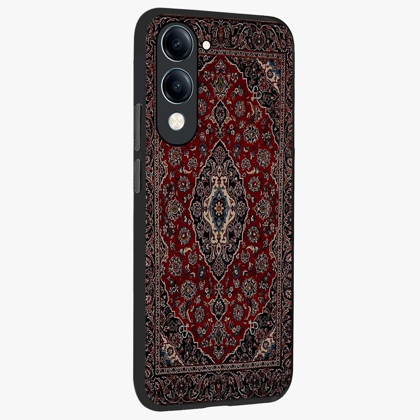 Heritage Carpet Royale Glass Case upright view showcasing detailed ornamental artwork with luxurious traditional theme.