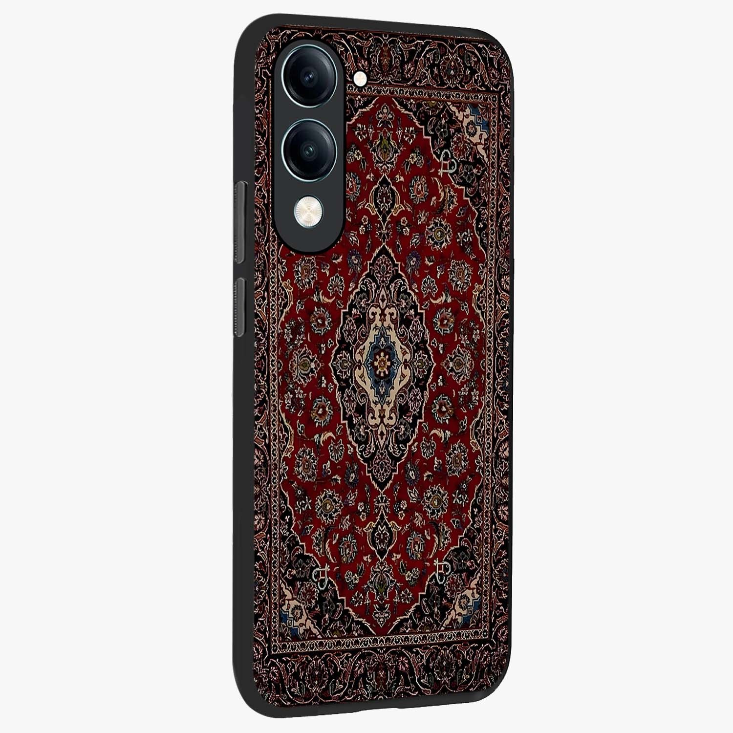 Heritage Carpet Royale Glass Case upright view showcasing detailed ornamental artwork with luxurious traditional theme.