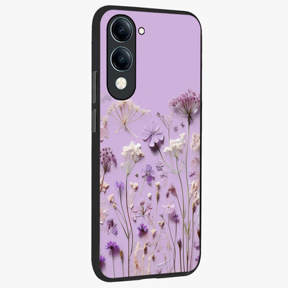 Lavender Blossom Dream Glass Case upright view showcasing delicate lavender blossom artwork with peaceful floral theme.