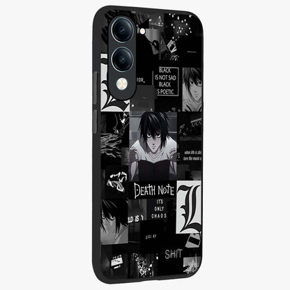 Midnight Chaos Mind Glass Case upright view showcasing expressive abstract artwork with bold dark theme.