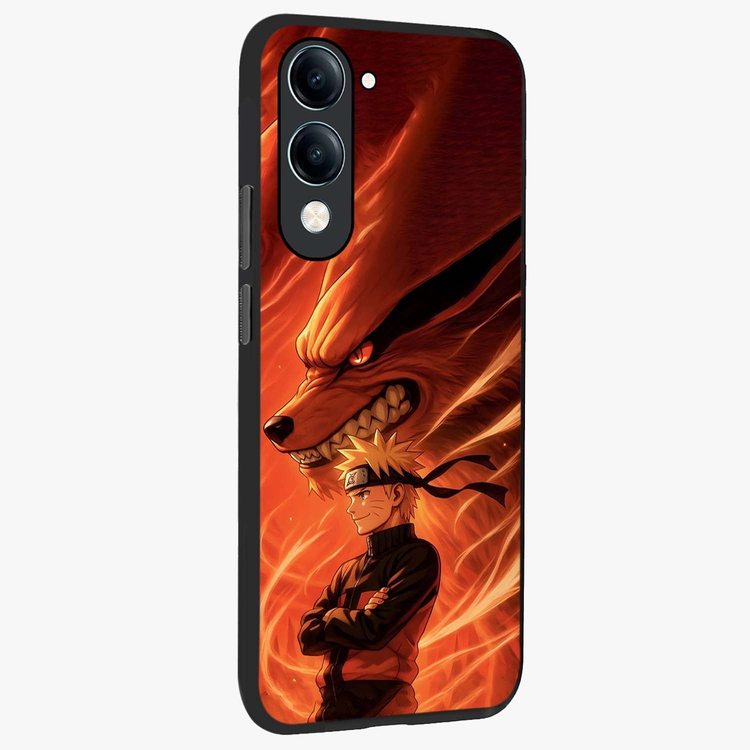 Nine Tails Legacy Glass Case upright view showcasing dramatic nine-tails artwork with intense anime themed design.